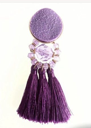 Pendientes morados con flecos