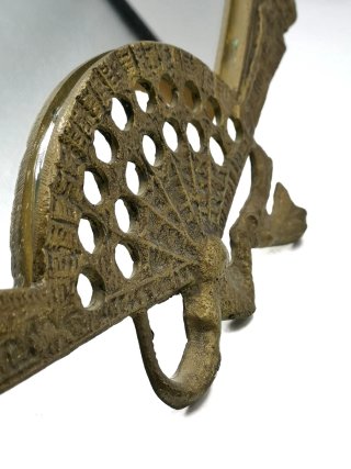 Precioso espejo antiguo abanico de bronce