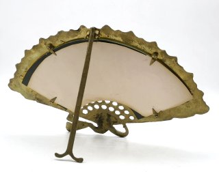 Precioso espejo antiguo abanico de bronce