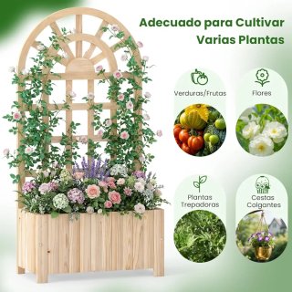 COSTWAY Jardinera con Enrejado de Madera