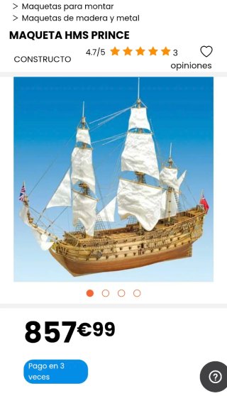 Maqueta H.M.S. Prince 1670 Constructo