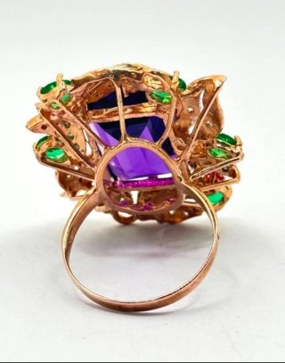 Anillo Oro 9k y Plata Amatista Idro