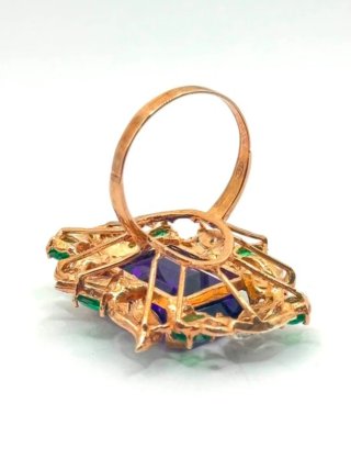 Anillo Oro 9k y Plata Amatista Idro