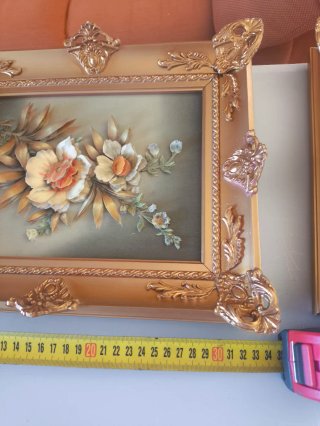Cuadros antiguos vintage flores dorados