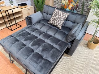 Sofá Cama 2 Plazas Terciopelo Gris