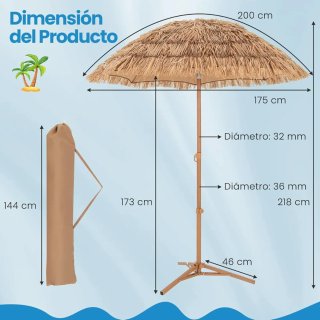 Parasol de Jardín con Base Plegable Costway