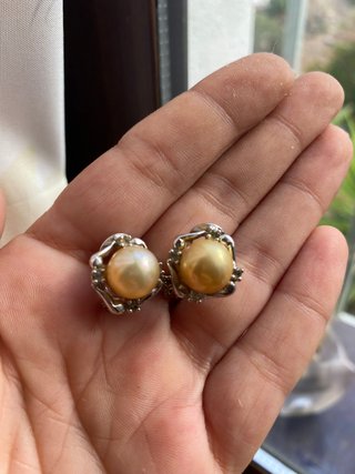 Pendientes antiguos perla y diamantes
