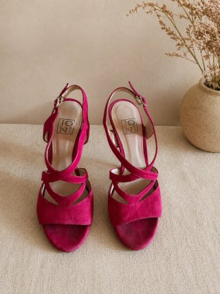 Sandalias tacón fucsia Joni
