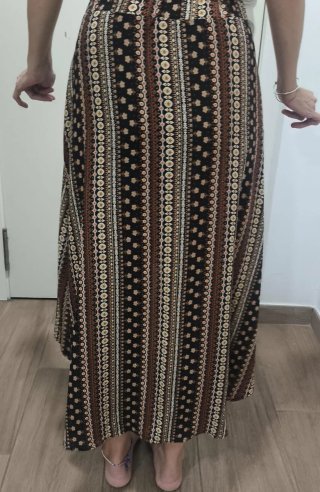 Falda larga estampada tonos marrones