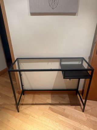 Escritorio Ikea Metal Negro y Cristal