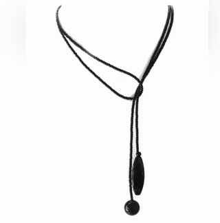 Collar Lazo con cuentas de onix negro