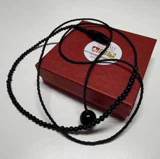 Collar Lazo con cuentas de onix negro