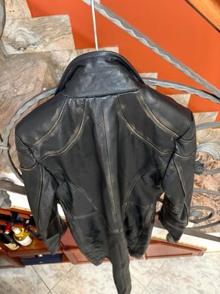 Giacca trench in vera pelle look vissuto vintage