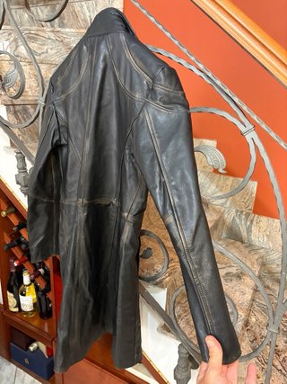 Giacca trench in vera pelle look vissuto vintage