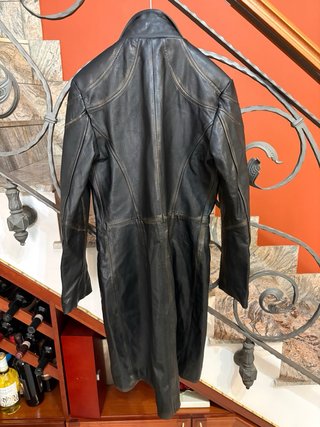 Giacca trench in vera pelle look vissuto vintage