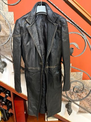 Giacca trench in vera pelle look vissuto vintage