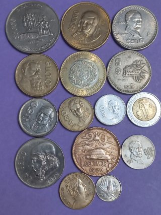 Lote de monedas antiguas mexicanas