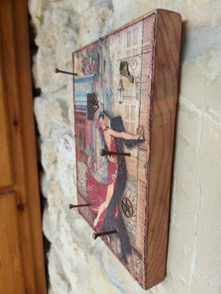 Cuadro Cuelga Llaves Baile Tango Madera steampunk