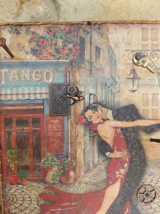 Cuadro Cuelga Llaves Baile Tango Madera steampunk