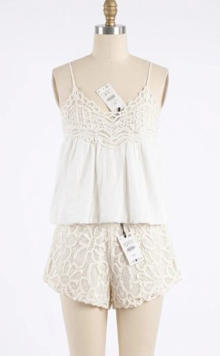 Conjunto Zara Top y Short Encaje