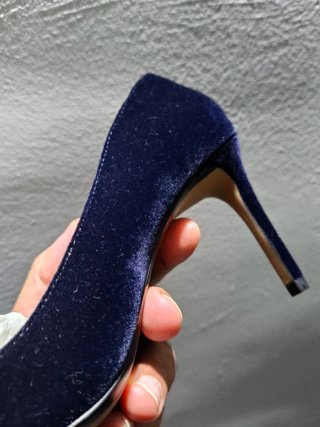 Zapatos de aguja azul terciopelo
