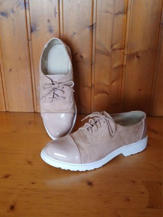 ZAPATOS OXFORD ROSAS ANTELINA Y CHAROL N° 39