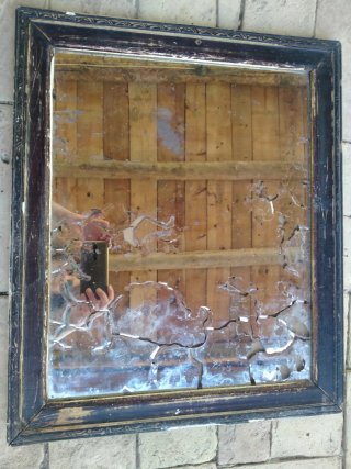 Espejo antiguo madera-gesso pátina