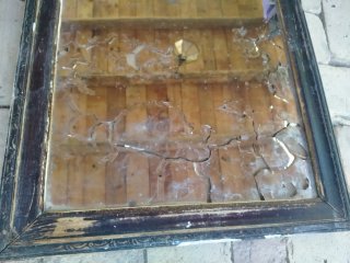 Espejo antiguo madera-gesso pátina