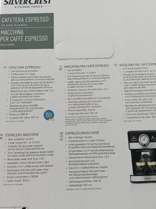 Cafetera Espresso Silvercrest Negra
