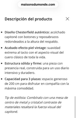 Sofá Chesterfield 3 plazas tela marrón