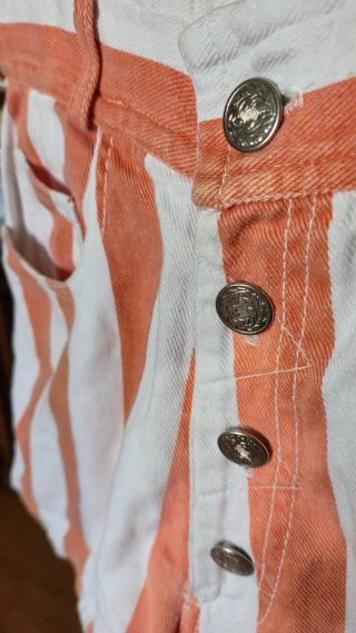 Salopette a righe denim