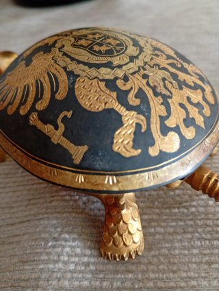Timbre de tortuga damasquinado / vintage