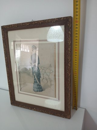 Antica Stampa Moda Ottocento Figurino Donna