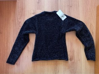Jersey Zara brillante mujer negro/plata