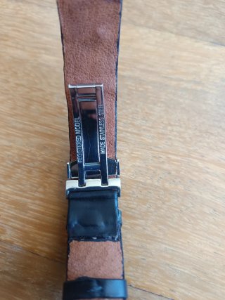 Correa de reloj Lange de cuero negra y hebilla