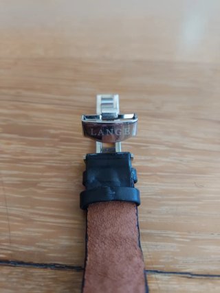 Correa de reloj Lange de cuero negra y hebilla
