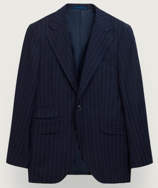 Traje para boda azul con rayas
