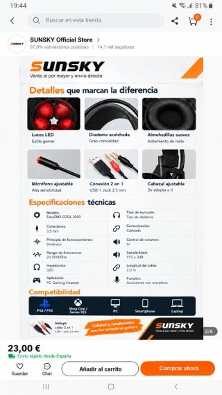 Auriculares gaming EasySMX COOL 2000