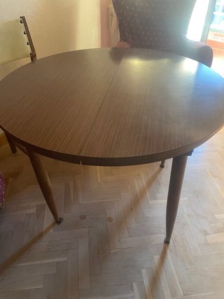 Mesa redonda extensible 1m con faldillas