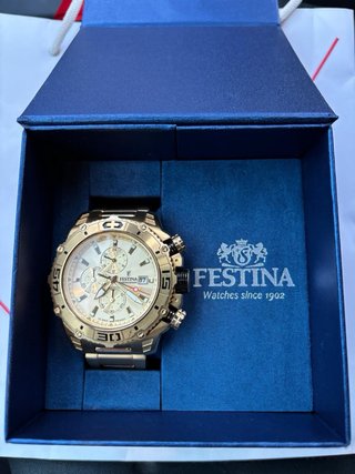 Reloj Festina Chronograph Dorado Original