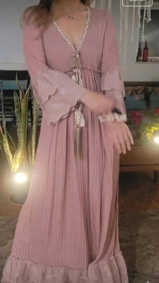 Vestido Boho Rosa empolvado