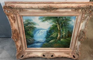Cuadro Marco Madera Cascada Bosque
