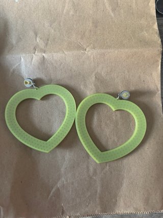 Orecchini Cuore Glitter Verdi Argento