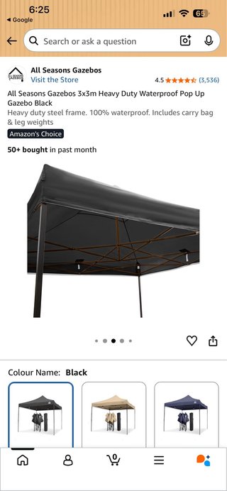 Gazebo Plegable 3x3m Negro Impermeable