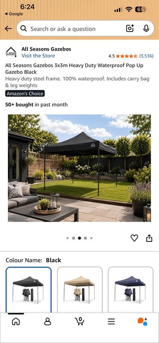Gazebo Plegable 3x3m Negro Impermeable