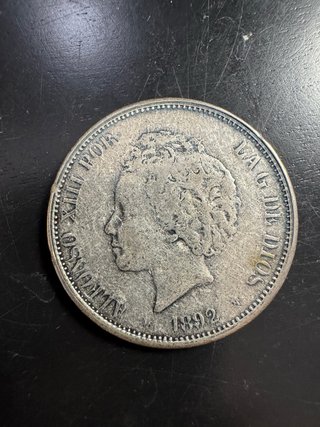 5 Pesetas Alfonso XIII 1892 Plata Antigua