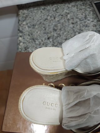 Sandali con zeppa Gucci originali beige marrone