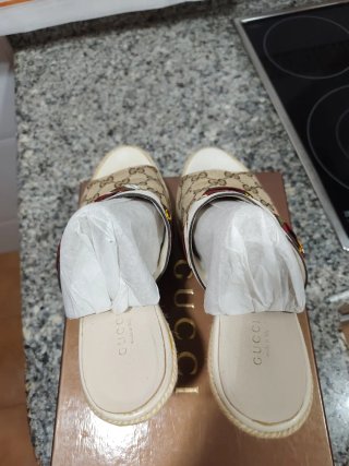 Sandali con zeppa Gucci originali beige marrone