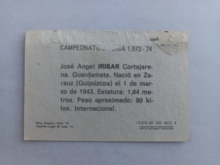 Cromo Iribar Liga 1973-74