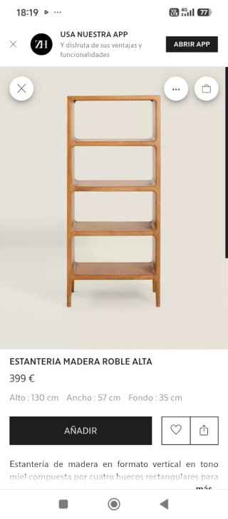 Estantería Madera Roble Alta Zara Home
